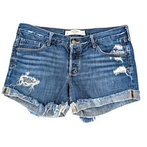 Abercrombie & Fitch Womens Cuffed Frayed Hem Distressed Boho Denim Short‎ 29/8